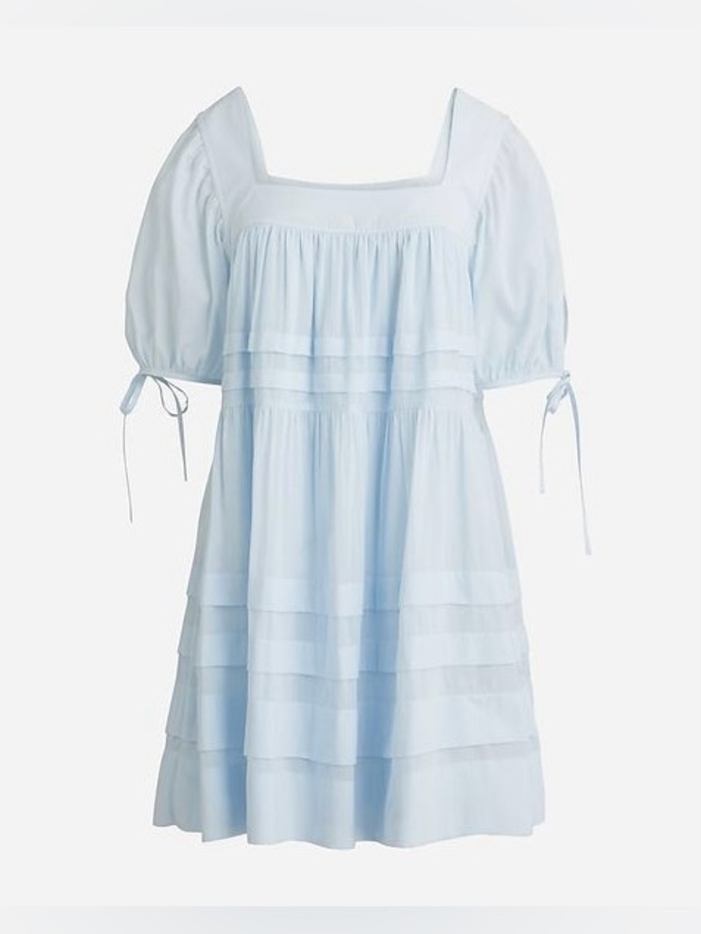 J. Crew Cotton Voile Calliste Mini Dress in Soft Sky Blue with Bow Detail